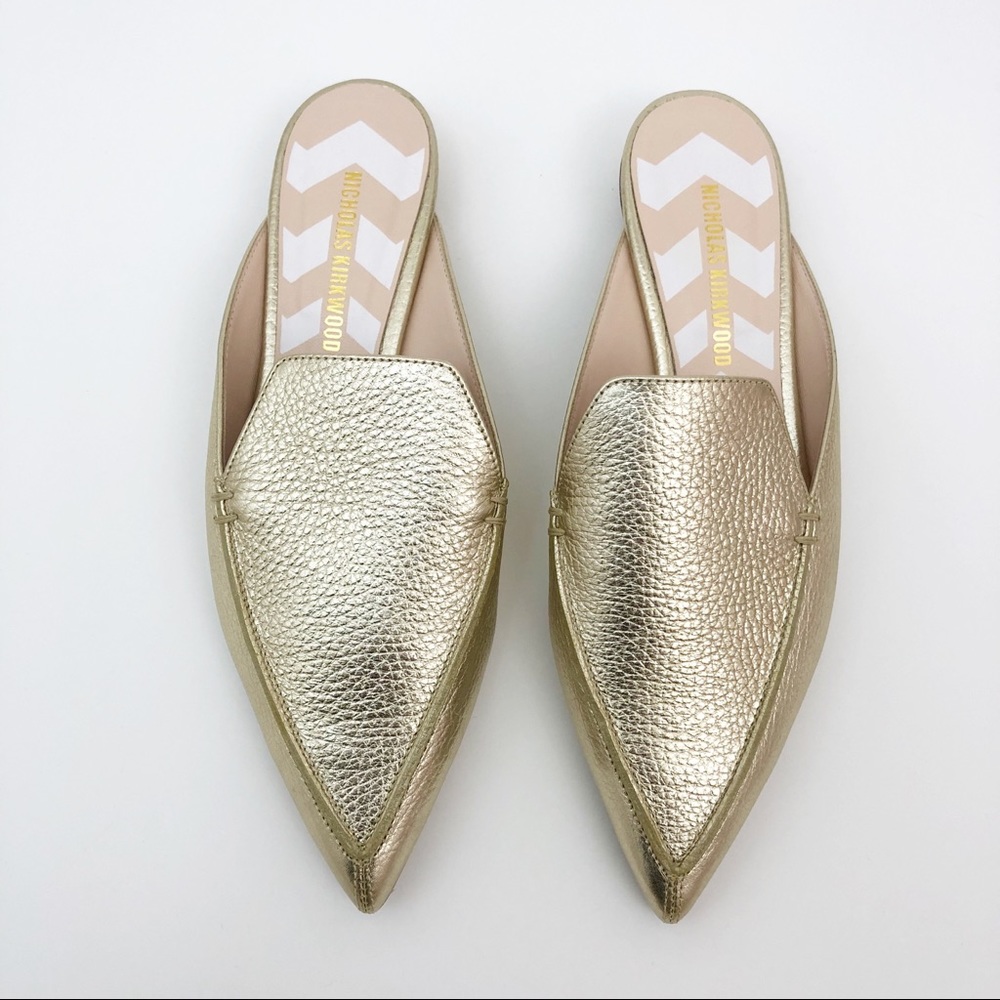 Nicholas Kirkwood | Gold Beya Flat Mules